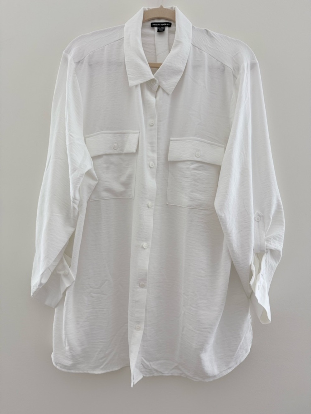White Button-Front Utility Shirt - Women’s Relaxed Blouse